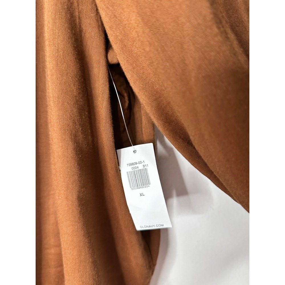 Old Navy Poet Top Size XL Brown Long Sleeve Crochet Lace Trim Boho Fall New - Picture 6 of 9